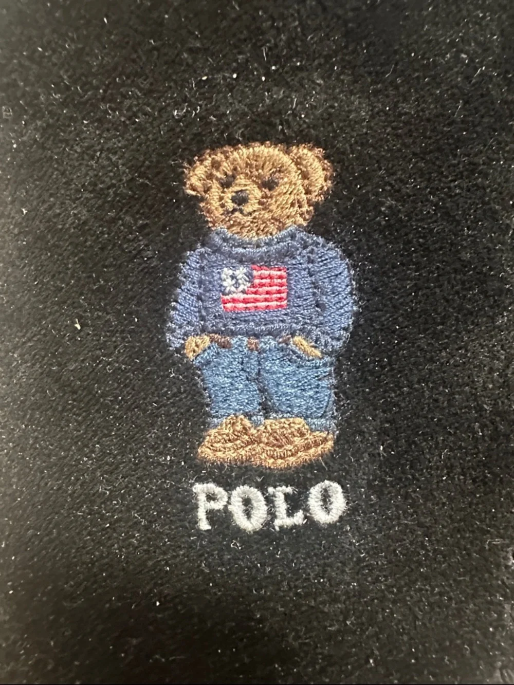 Polo by Ralph Lauren Black Velour Bear Embroidered Top - Picture 2 of 4